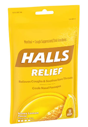 HALLS Relief Honey Lemon Sugar Free Cough Drops